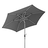 Schneider Sonnenschirm SOLESTA Ø270 cm – UV-Schutz, Kurbel, Knickgelenk, air-vent, wasserabweisend, Polyesterbezug, stabil, für Balkon Garten Terrasse (anthrazit)