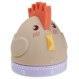 TFA Dostmann HAHN Küchenwecker, 38.1040, mechanischer Timer, Eieruhr, lustig, Kunststoff, L 62 x B 60 x H 73 mm, Braun