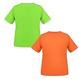 TIZAX 2 Stück Kinder UV Shirt Kurzarm Jungen Badeshirt Schwimmshirt Schnelltrocknend UPF 50+ Sonnenschutz Rash Guard T-Shirt Orange+Grün 5-6 Jahre