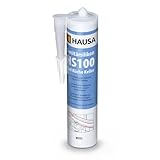 HAUSA Sanitär-Silikon HS100 Weiß 310ml hochelastische Fugendichtmasse für Bad Dusche Küche schimmelresistenter wasserdichter Acetat Silikon-Dichtstoff in Kartusche zum Abdichten Verfugen