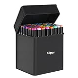RMIVEGLIA Alkohol Marker Stifte Set, 48 Farben Doppelseitige Pinsel, filzstifte kinder, auch für Erwachsene, Graffiti Stifte mit Chisel Brush und Farbspitz, zum Skizzieren, Zeichnen und Kalligraphie.