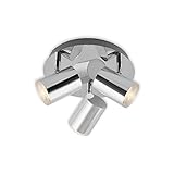 BRILONER Leuchten - Deckenspot, Badleuchte, Badlampe, Deckenleuchte, Strahler dreh- und schwenkbar, 3x LED/GU10, IP44, Chrom, 210x112mm (DxH), 2731-038, Silber