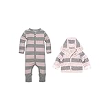 Burt's Bees Baby Biooverall für Baby-Mädchen, Pinkes Set aus Overall und Jacke, 0-3 Monate