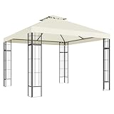 Outsunny Pavillon mit Doppeldach, ca. 3x3 m Wasserabweisend Stabil Winterfest Gartenpavillon mit UV-Schutz Partyzelt aus Metall, für Garten, Terrasse, Cremeweiß