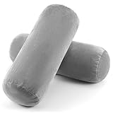 Lnngub 2 Stück Langer Nackenrollenbezug, 40x15cm Grauer Nackenkissenbezug Abnehmbarer Kissenbezug mit Reißverschluss Zylindrischer Kissenbezug für Kissenrollen aus Memory-Schaum und Nackenkissenrollen