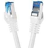 BIGtec 10m CAT.7 Patchkabel Netzwerkkabel Gigabit Patch DSL LAN Ethernet Kabel weiß Kupferkabel doppelt geschirmt (RJ45 Stecker Cat-7 S/FTP PIMF)