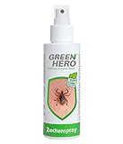Green Hero Zeckenspray schützt zuverlässig vor Zecken, Mücken & Moskitos 100ml Zeckenschutz mit dem gut duftendem Wirkstoff EC-Öl, geeignet für Erwachsene und Kinder ab dem 6. Monat