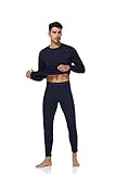 North Bund Thermounterwäsche Sets Herren, Funktionsunterwäsche Winter Skiunterwäsche Innenfleece Thermo Unterwäsche Dick 260g/m² Blau