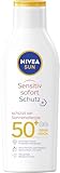 NIVEA SUN Sensitiv Sofortschutz Sonnenlotion LSF 50+, Sonnencreme mit LSF 50+ für empfindliche Haut, wasserfester & duftfreier Sonnenschutz bei Sonnenallergie (200 ml)