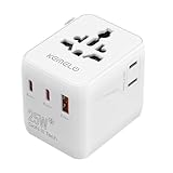 25W Reiseadapter Weltweit,5 in 1 Universal Adapter mit USB A,USB C,1 Weltweit Steckdose und US/JP Steckdose,Travel Reisestecker Internationaler Steckdosenadapter für EU USA UK Canada Japan Australien