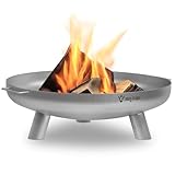 BBQ-Toro Edelstahl Feuerschale Ø 80 cm | Silber | Outdoor Feuerstelle mit DREI Standbeinen und Zwei Griffen | Feuerschalen für den Garten, Brennschale, Garden Fire Pit, Fire Bowl, Feuerwanne