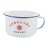 VICASKY 1Satz Vintage Emaille Schüssel mit Deckel Große Kapazität Retro Essgeschirr Vielseitige Nutzung als Suppenschüssel oder Lebensmittelbehälter für Zuhause