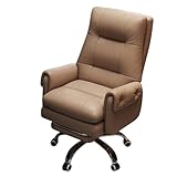 Bürostuhl Ergonomisch mit Fußablage Öko-Leder Computer-Schreibtischstuhl Doppellagige Rückenlehne Stufenlos Verstellbare Rückenlehne 360° Drehbar und Höhenverstellbar Schreibtischsessel(Brass)