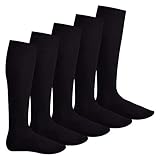 Footstar Herren & Damen Kniestrümpfe (5 Paar), Klassische Strümpfe aus Baumwolle - Everyday! - Schwarz 43-46