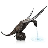 Terrassbrunnen 11,42 Zoll alt Dragon Wasser Herbstharz Drachen Garten Statue mit Innenwasserbrunnen für Gärten Patios Teich