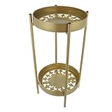 Gatuida Eisen Blumenständer Gold Doppelstöckiges Pflanzenregal Bodentopfständer für Wohnzimmer Balkon Garten Vielseitig Dekorativ und Platzsparend