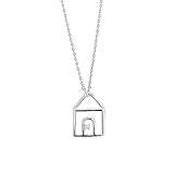Halskette mit niedlichem Haus-Anhänger für Damen und Mädchen, 925er-Sterlingsilber, Zirkonia, Charm, Zuhause, warme Familie, verstellbare Chokerkette, hypoallergen, zart, Glück, Geburtstag