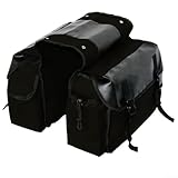 Gepäckträger aus Segeltuch für Fahrradtasche für Pendler und Reisen – Vintage-Stil Satteltasche mit Schnallenverschluss, mehreren Fächern und für strapazierfähiges Canvas-Leder (schwarz)