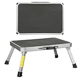 Wohnwagen Trittstufe klappbar – Tritthocker Stahl bis 150 kg – Rutschfester Camping Klapptritt mit Gummifüßen – Trittleiter für Wohnmobil, Caravan, Küche – EN14183 Zertifiziert