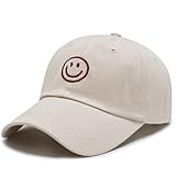 SSKHE Smiley Baseball Cap aus Baumwolle, Bequeme, atmungsaktive Unisex Kappe in Einheitsgröße für Freizeit und Alltag (DE/NL/SE/PL, Alphanumerisch, Einheitsgröße, beige)