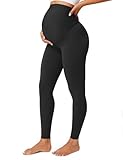 BAYDI Blickdichte Umstandsleggings High Waist Umstandshose Damen Schwangerschaft Leggings Lang Stretch Schwangere Hose Schwarz