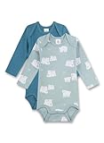 Sanetta Baby-Body Langarm (Doppelpack) Blau | Hochwertiger und nachhaltiger Body für Jungen aus Bio-Baumwolle. Inhalt: 2er Set Baby Body 092