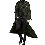 Trenchcoat für Herren, modisch, lange Jacken, Reverskragen, Oberbekleidung, Arbeit, Büro, Business, warme Winterkleidung, armee-grün, XXL