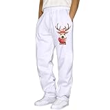 DBMZV Weihnachten Cargohose Herren Chino Hose mit 6 Taschen Cargo Hose Stretch Jogginghose für Männer mit Bundgummi Elastische Hosen Aufblasbares Kostüm Weihnachtsmann(Weiß,XL)