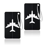 Vicloon Kofferanhänger, 2 Stück Koffer Aluminium Gepäckanhänger, Kofferanhänger mit Adressschild, Wasserdichte Tags zum schnellen Auffinden von Reisetaschen-Schwarz