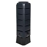 Kreher 120 Liter Kompakte Regentonne, Wassertank inkl. Wasserhahn, Stand, Deckel. 40 x 40 x 140.5 cm aus Kunststoff, Schwarz
