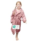 ULLENBOOM Bademantel Kinder, Frottee aus 100% Baumwolle (OEKO-TEX zertifiziert), Made in EU - Badehandtuch und Kinderbademantel geeignet von 3-6 Jahren, Rosa, Ideal für Mädchen