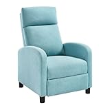WOLTU Relaxsessel, mit Liegefunktion Schlaffunktion, mit hocker, verstellbar, Wohnzimmer Schlafzimmer, Polster, 89 x 102 x 65,5 cm, Leinen, Blau