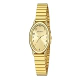 findtime Damenuhr Gold Uhr Damen Gold Armbanduhr Damen wasserdichte im Täglichen Gebrauch mit Verstellbarem Armband, Länge von 150 bis 215 mm
