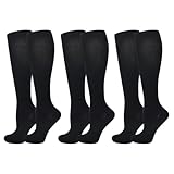EOYVAIL Kniehohe Kompressionsstrümpfe für Herren,3 Paar Sport-Kompressionsstrümpfe, Anti-Krampfadern-Kompressionsstrümpfe, elastische Laufsocken