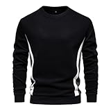 Rrongwn Langarmshirt Herren Baumwolle Elastisch Sweatshirt Langarm Sweater Freizeit Pulli Frühling Herbst Pullover Atmungsaktiv Sportshirt Schnelltrocknend Trainingsshirt