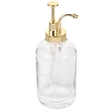 VANZACK Glasflasche mit Pumpspender für Sirup und Honig Wiederverwendbarer Lotionspender mit Goldfarbenem Pumpkopf Hygienischer Sirupspender für Küche und Haushalt