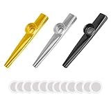 3 Stück Kazoo,Kazoos Metall Kinder,Nasenflöte Aus Musikinstrument,Musical Instruments Adults,Wind,Blasinstrumente Ententröte Entenpfeife,Harp Jaw Instrument,Okarina Membran,kunst Tröte,12 Flötenfolie