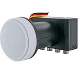 SCHWAIGER [ Test SEHR GUT Quad LNB 4fach digital HD 4K für 4 Teilnehmer mit Wetterschutz F-Anschluss DVB-S DVB-S2 SAT Empfänger wetterfest für Satellitenschüssel SAT-Empfang