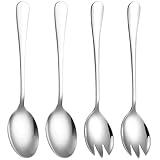 Yuwnd Salatbesteck Edelstahl, Salat Besteck Set 4-teilig, Salatlöffel und Gabel aus rostfreiem Stahl, Küchenutensilien für Salat, Pasta und mehr