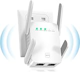 WiFi Repeater, Ultraxtended 1200 Mbit/s WLAN Verstärker,2.4Ghz+5G mit LAN anschluss, Abdeckung bis zu 200 m², Kompatibel mit Alexa, 99% Standard-Routern (AC1200-1)