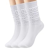 Premillow Slouch Socken für Damen, lange Wintersocken, oberschenkelhohe Stiefel, Scrunch-Socken, warme weiche Slouchy-Socken für Damen, Größe 38-45, Weiss/opulenter Garten, Einheitsgröße