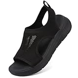 VTASQ Sandalen Damen Sommer Outdoor Orthopädische Sandalen Stricken Leichte Turnschuhe Sandalen Open Toe Wedges Strand im Freien Dicke Boden Sandalen Schwarz EU 39