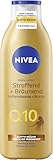 NIVEA Body Lotion Q10 Straffend + Bräunend (250 ml), Body Milk für straffere Haut & verbesserte Elastizität in 7 Tagen, Körpercreme mit Q10 für eine natürliche Bräune