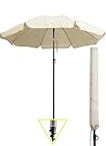 Menz Strandschirm, inkl. Hülle - UPF 50+ Sonnenschirm Strand, Strandschirm windfest stabil, Gartenschirm, Sonnenschirm Balkon 180 cm, Balkon-Schirm in Beige