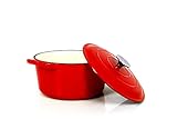 Echtwerk Schmortopf aus Gusseisen mit Emaille-Beschichtung, Brotbacktopf, Für Backöfen, Grill und Induktion geeignet, rot, 3,5 L, Ø 22,5 cm