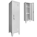 Montafox Schließfachschrank Spind Metallschrank 3 Innenfächer 137,5 x 38,5 x 38,5 cm für Büro Wohnzimmer Industrial Möbel Schrank Metall, Farbe:Grau-Grau