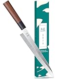 SHANGDAO Sashimi-Sushi-Messer 25,5 cm, japanisches Yanagiba-Messer zum Schneiden von Fischfiletierungen und -scheiben, hochwertiger deutscher Edelstahl und traditioneller Holzgriff, Geschenkbox