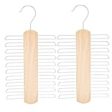 Zwenjuan Krawattenhalter,2 Stück Krawattenbügel Holz,Krawattenhalter um 360° Drehbar Holz Kleiderbügel Mit 20 Haken,Zum Ordnen und Aufbewahren von Krawatten,Gürteln und Schal