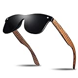 KITHDIA Holz Sonnenbrillen Herren und Damen Polarisierte Sonnenbrille mit Holzbügeln/UV400-Schutz