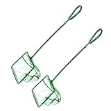 BCOATH 2 Stück Aquarium Fischernetz Feinmaschig mit Langem Rutschfestem Griff Leichtes Aquariennetz für Kleine Fische und Garnelen Vielseitig Einsetzbar zur Wasserreinigung und